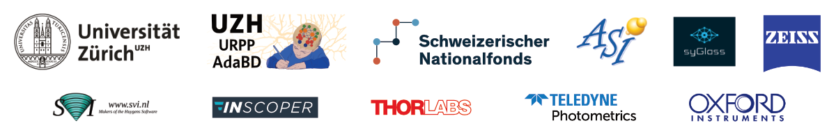 Sponsors: Universität Zürich, URPP AdaBD, SNSF, Zeiss, INSCOPER, SyGlass, Oxford Instruments, ASI, MITUTOYO, Thorlabs, SVI, Teledyne Photometrics.